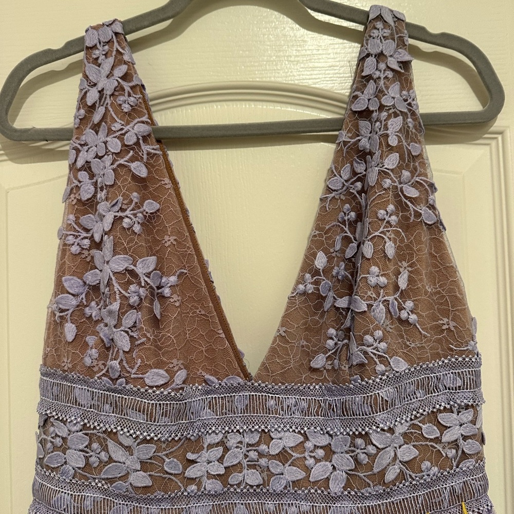Bronx and Banco Megan Sleeveless V-Neck Lace Gown Lavender Size US 8 - Picture 9 of 16
